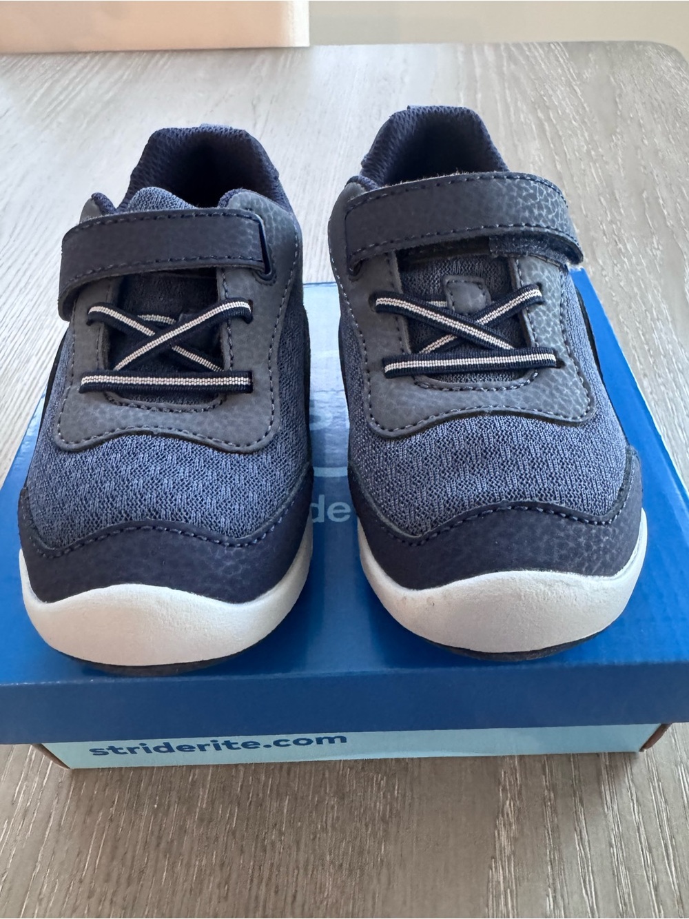 Stride Rite Kids Navy Blue Velcro Sneakers - Wide